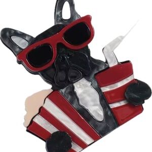 Bulldog with Sunglasses Enamel Pin New